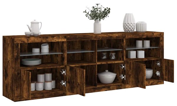 Příborník s LED osvětlením kouřový dub 202 x 37 x 67 cm 3209013
