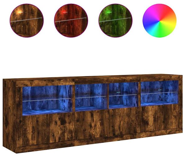 Příborník s LED osvětlením kouřový dub 202 x 37 x 67 cm 3209013