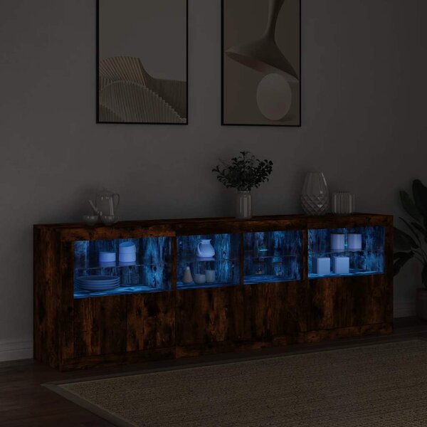 Příborník s LED osvětlením kouřový dub 202 x 37 x 67 cm 3209013