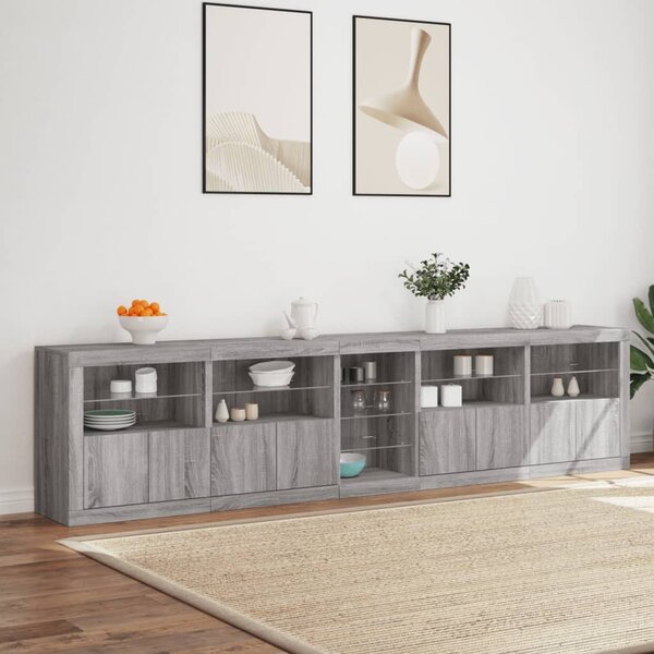 Příborník s LED osvětlením šedý sonoma 283 x 37 x 67 cm 3209028