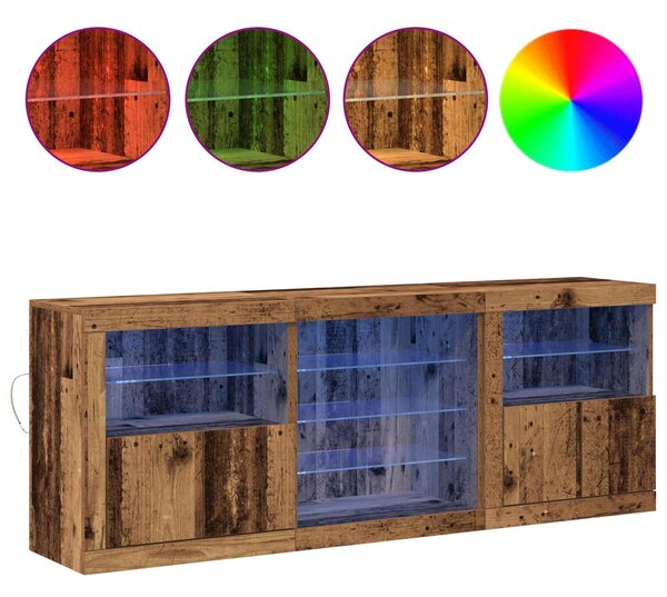 LED komoda Staré dřevo 181,5 x 37 x 67 cm Kompozitní dřevo 3333116