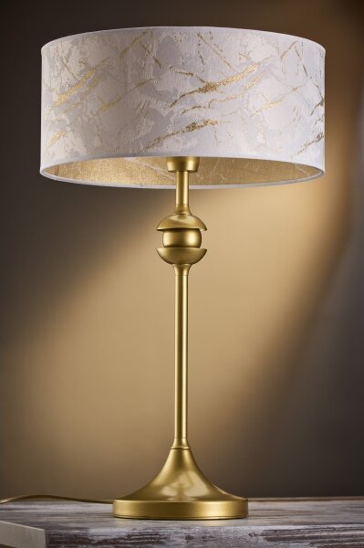 Jupiter 2112 - Stolní lampa KASZMIR 1xE27/15W/230V bílá/zlatá/dekor mramoru