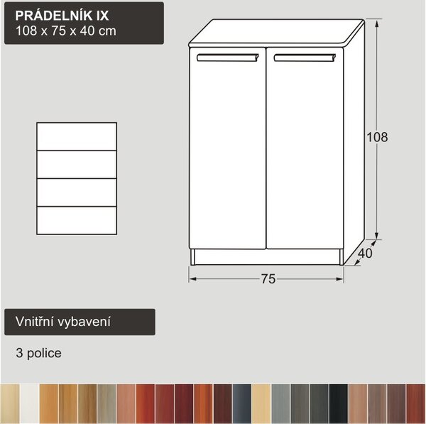 Bílý dvířkový PRÁDELNÍK IX z masivu (bílý policový prádelník z masivu)