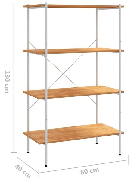 Policový regál se 4 policemi bílý a dub 80 x 40 x 130 cm 336346