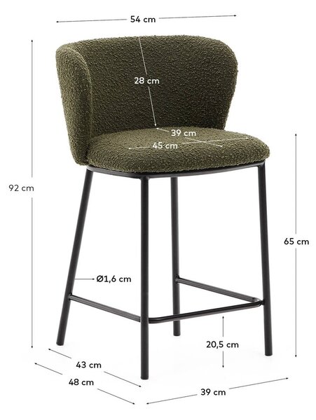 Zelená barová židle (výška sedáku 65 cm) Ciselia – Kave Home
