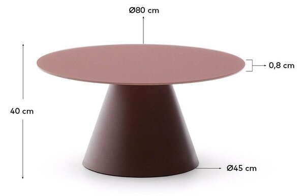Kulatý konferenční stolek se skleněnou deskou v terakotové barvě ø 80 cm Wilshire – Kave Home