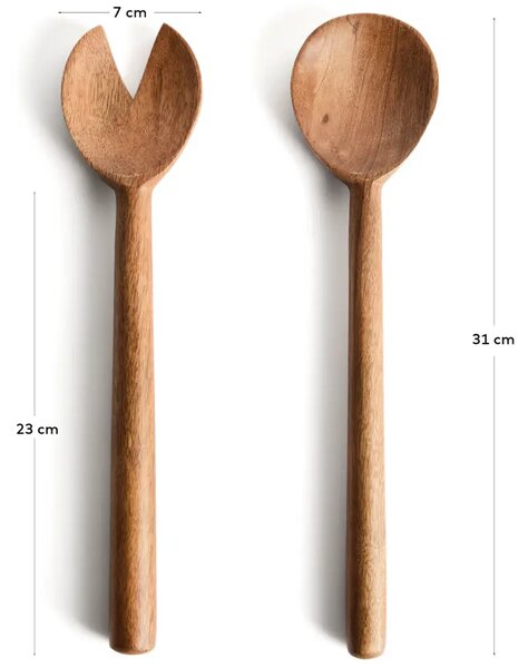 Kave Home Set dvou dřevěných salátových lžic Malor