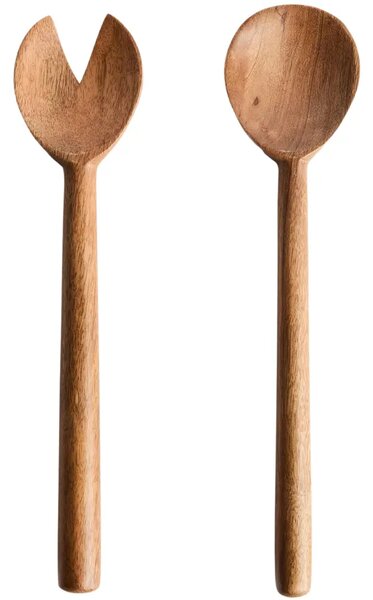 Kave Home Set dvou dřevěných salátových lžic Malor