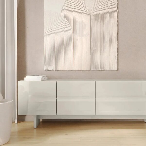 -25 % Dny MOMENTI– NovaNook Lesklý béžový TV stolek Glam 160 x 38 cm