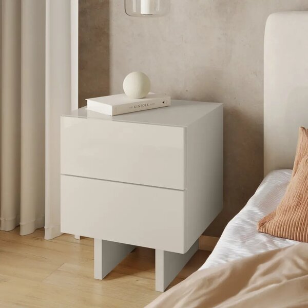Nova Nook Lesklý béžový noční stolek Glam 40 x 38 cm
