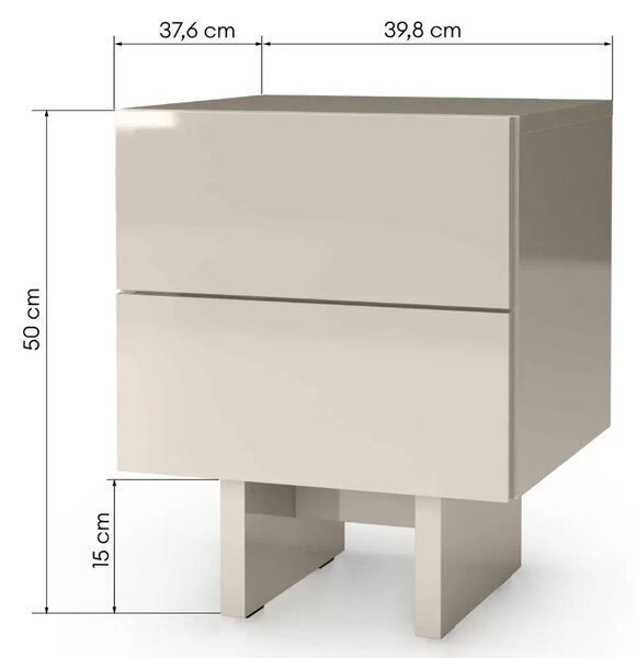 Nova Nook Lesklý béžový noční stolek Glam 40 x 38 cm