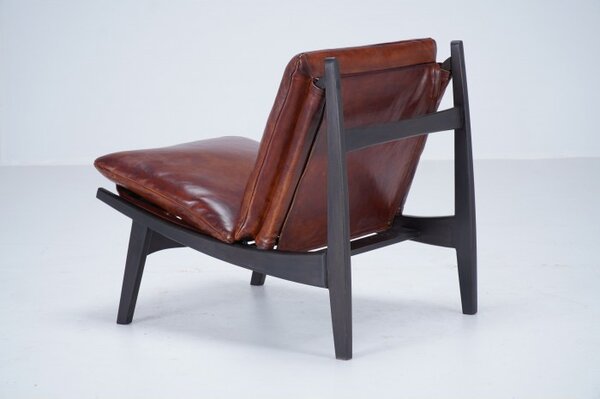 Kožené křeslo DT77 Barva nohou: Anthracite, Kůže: Black