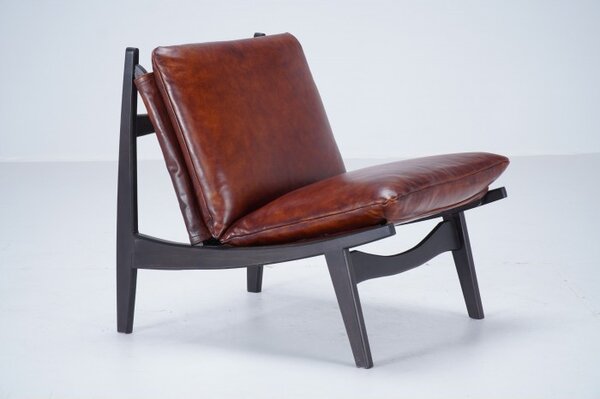Kožené křeslo DT77 Barva nohou: Anthracite, Kůže: Black