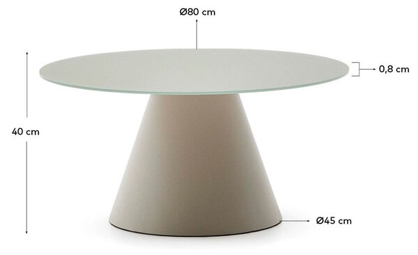 Světle šedý kulatý konferenční stolek se skleněnou deskou ø 80 cm Wilshire – Kave Home