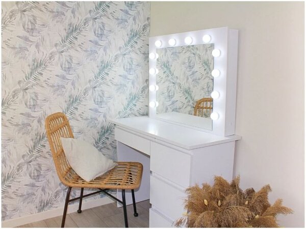 Bestent Toaletní stolek s LED zrcadlem Cleopatra White