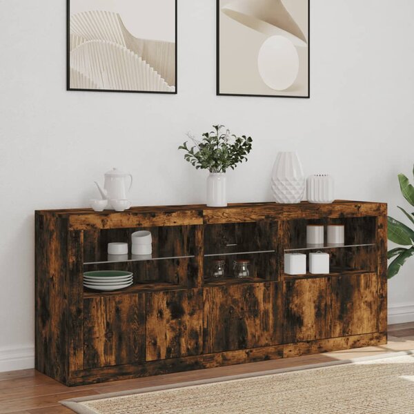 Příborník s LED osvětlením kouřový dub 162 x 37 x 67 cm 3208999