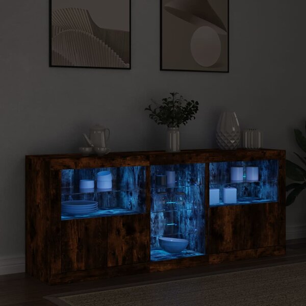 Příborník s LED osvětlením kouřový dub 162 x 37 x 67 cm 3209034