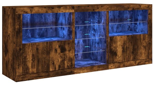 Příborník s LED osvětlením kouřový dub 162 x 37 x 67 cm 3209034