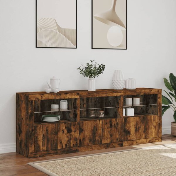 Příborník s LED osvětlením kouřový dub 181,5 x 37 x 67 cm 3209006
