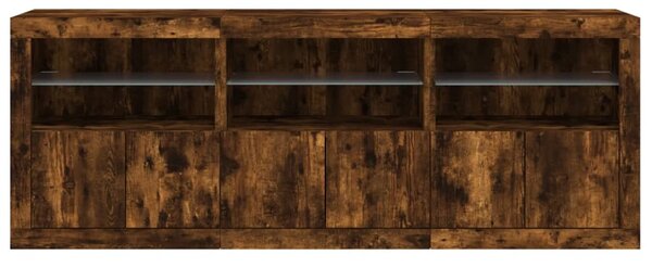 Příborník s LED osvětlením kouřový dub 181,5 x 37 x 67 cm 3209006