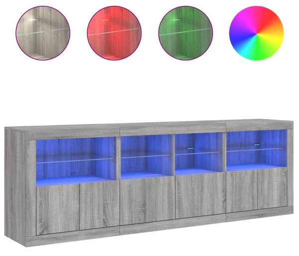 Příborník s LED osvětlením šedý sonoma 202 x 37 x 67 cm 3209014