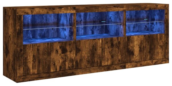 Příborník s LED osvětlením kouřový dub 181,5 x 37 x 67 cm 3209006