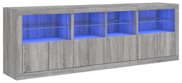 Příborník s LED osvětlením šedý sonoma 202 x 37 x 67 cm 3209014