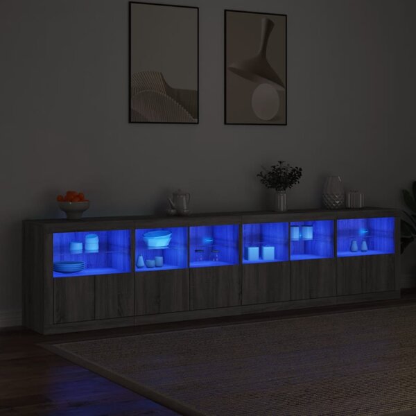 Příborník s LED osvětlením šedý sonoma 283 x 37 x 67 cm 3209021