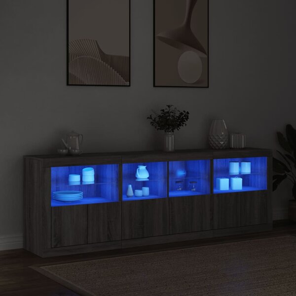 Příborník s LED osvětlením šedý sonoma 202 x 37 x 67 cm 3209014