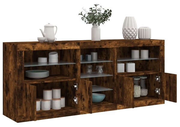Příborník s LED osvětlením kouřový dub 162 x 37 x 67 cm 3209034