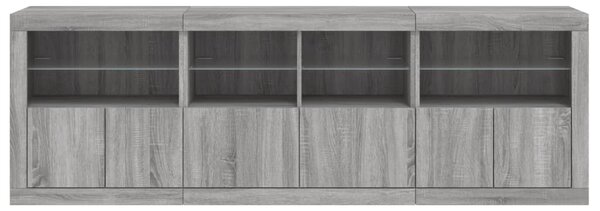 Příborník s LED osvětlením šedý sonoma 202 x 37 x 67 cm 3209014