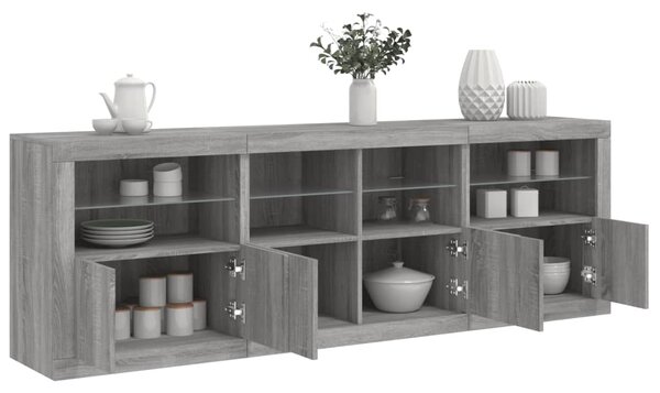 Příborník s LED osvětlením šedý sonoma 202 x 37 x 67 cm 3209014