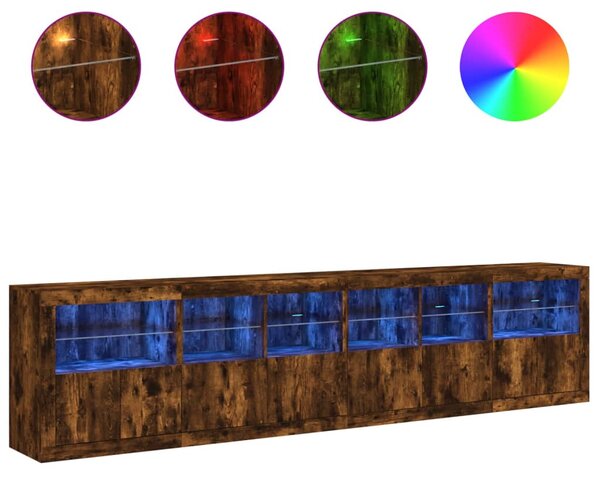 Příborník s LED osvětlením kouřový dub 283 x 37 x 67 cm 3209020