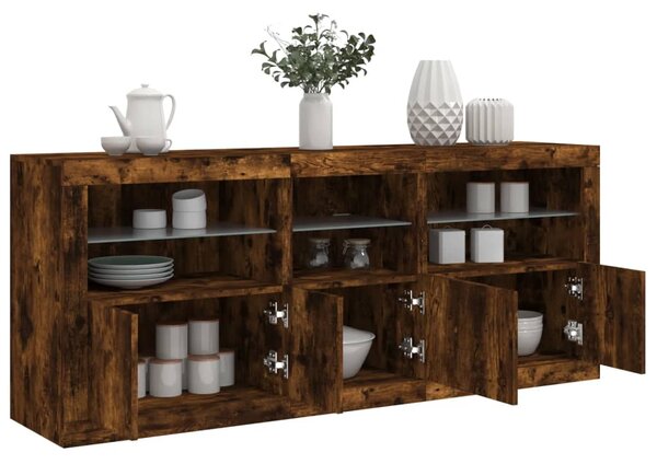 Příborník s LED osvětlením kouřový dub 162 x 37 x 67 cm 3208999
