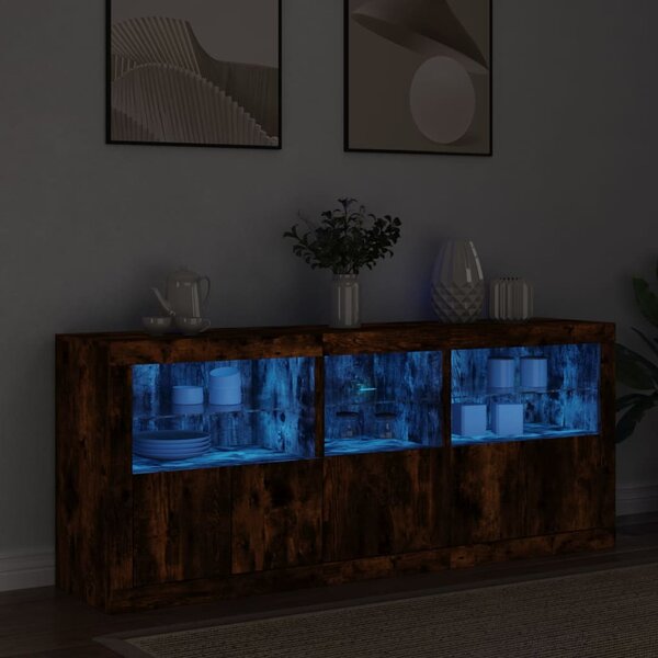 Příborník s LED osvětlením kouřový dub 162 x 37 x 67 cm 3208999