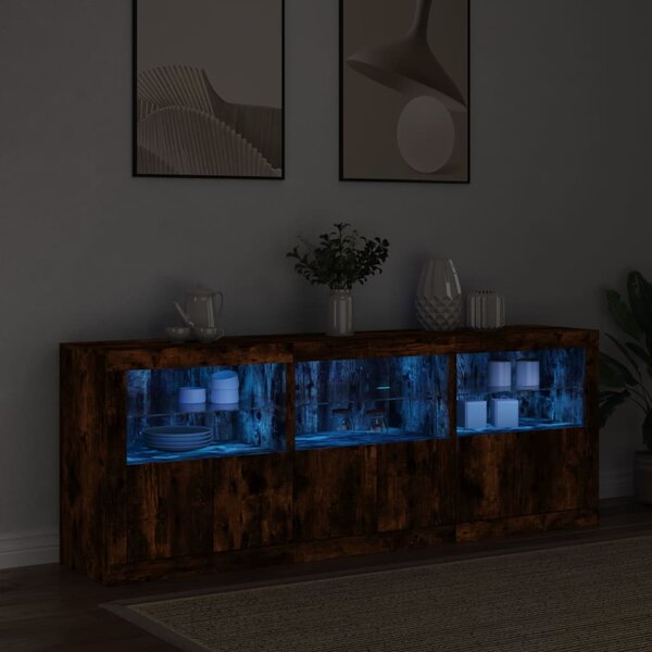 Příborník s LED osvětlením kouřový dub 181,5 x 37 x 67 cm 3209006