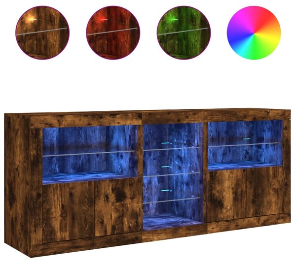 Příborník s LED osvětlením kouřový dub 162 x 37 x 67 cm 3209034