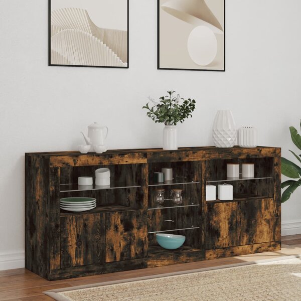 Příborník s LED osvětlením kouřový dub 162 x 37 x 67 cm 3209034