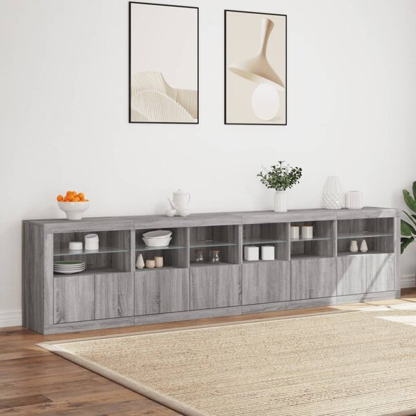 Příborník s LED osvětlením šedý sonoma 283 x 37 x 67 cm 3209021
