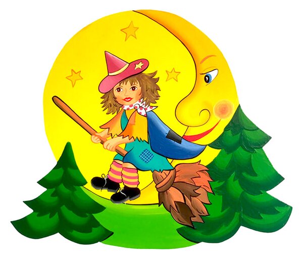 Dětská nástěnná dekorace ze dřeva Čarodějka