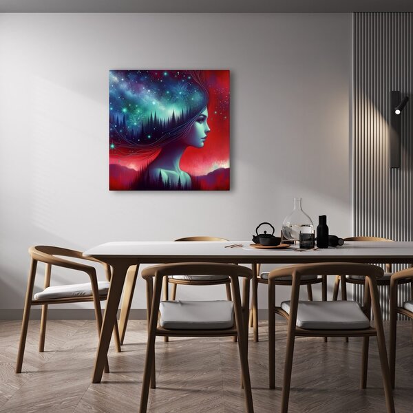 Obraz snová galaxie a silueta
