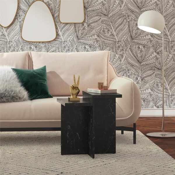 Černý konferenční stolek v dekoru mramoru 56x56 cm Brielle – CosmoLiving by Cosmopolitan