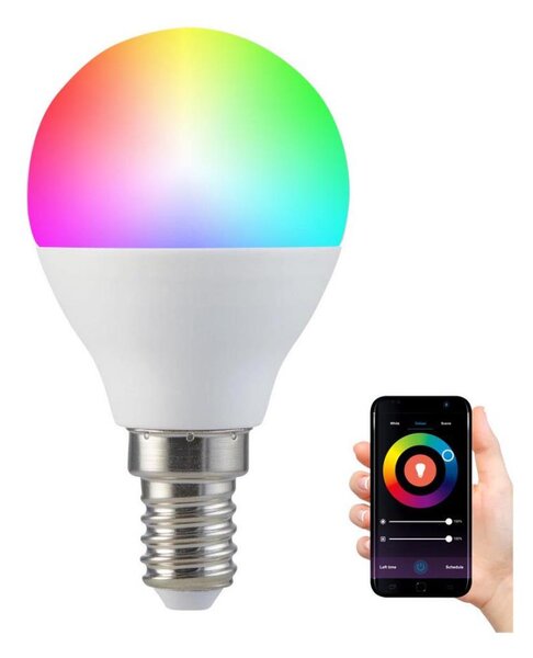 RGBW LED Stmívatelná žárovka G45 E14/5,5W/230V 2700-6500K Wi-Fi Tuya
