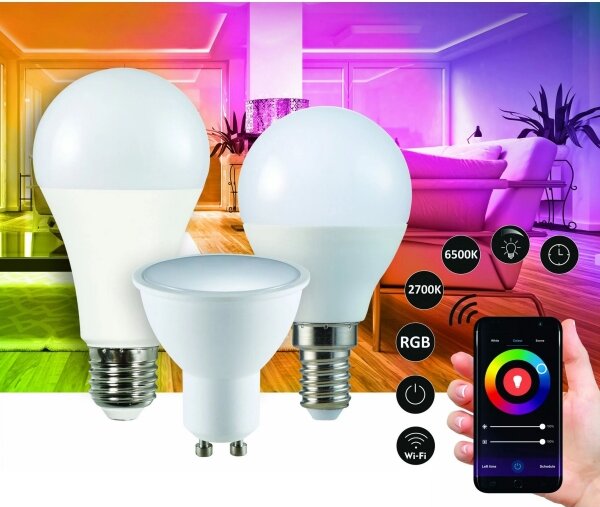RGBW LED Stmívatelná žárovka G45 E14/5,5W/230V 2700-6500K Wi-Fi Tuya