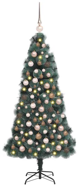 Umělý předsvětelný vánoční stromeček s kouličkami Zelená 150 cm 3396151