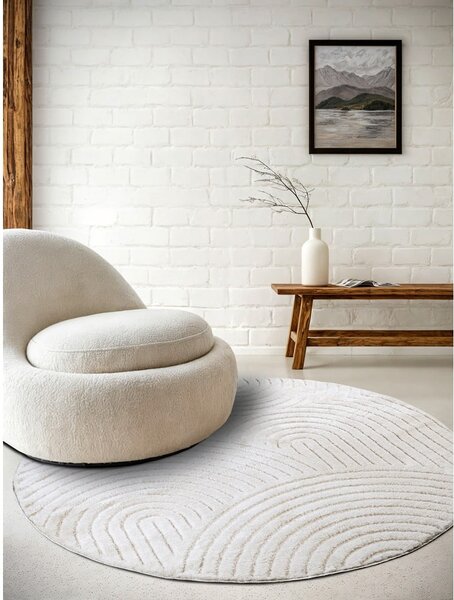 Bílý kulatý koberec ø 160 cm Panglao New York White – Elle Decoration