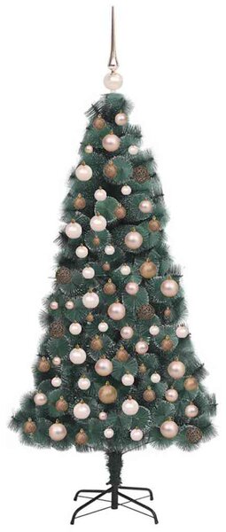 Umělý předsvětelný vánoční stromeček s kouličkami Zelená 150 cm 3396151