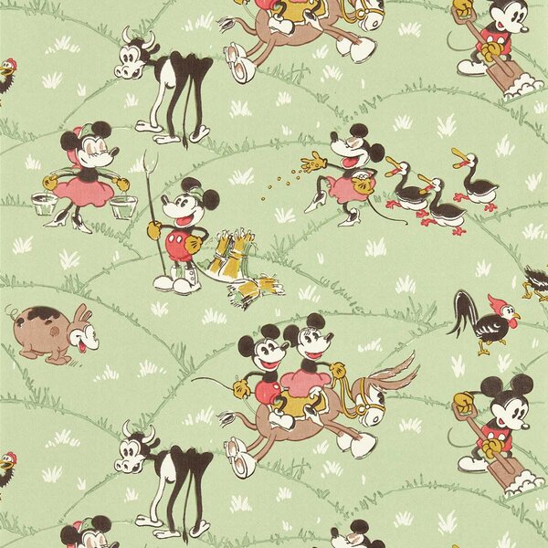 Sanderson Mickey At The Farm Odstín tapety: Macaron Green