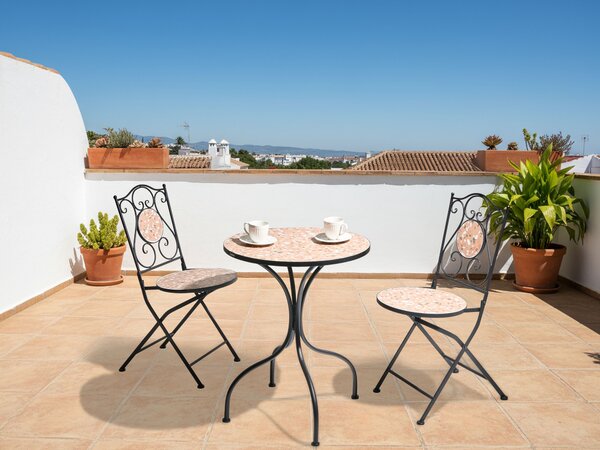 Bistro stolek ADRANO 60 cm 60 cm Terrazzo efekt Kov Černá