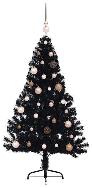 Umělý osvětlený vánoční stromeček Černá 150 cm PVC 3397126